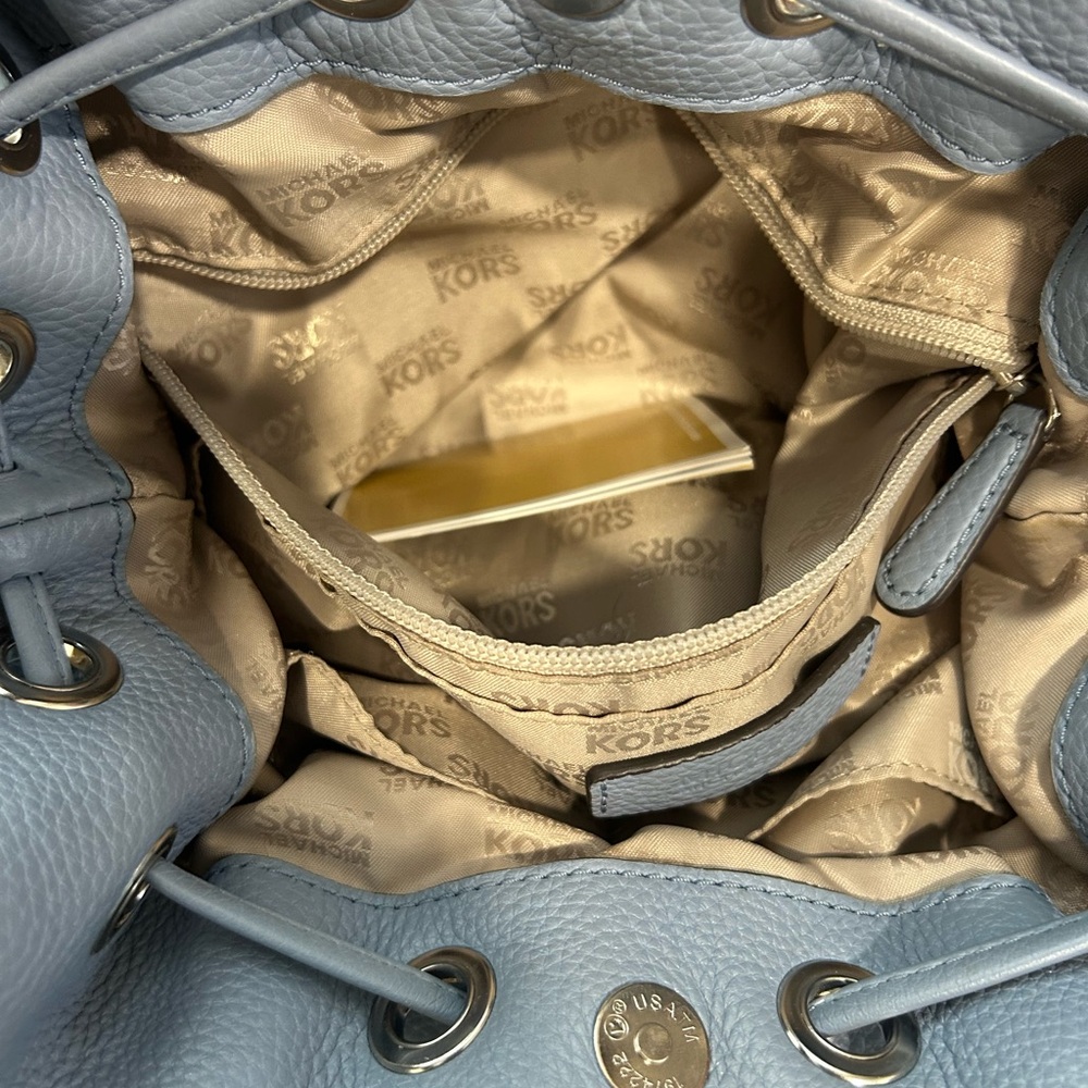 Michael Kors Blue/Gray Leather Shoulder Bag with Tassels - Picture 6 of 8